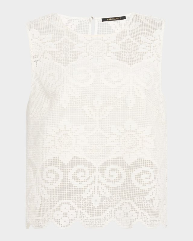 Shelly Scalloped Pixel Floral Lace Blous